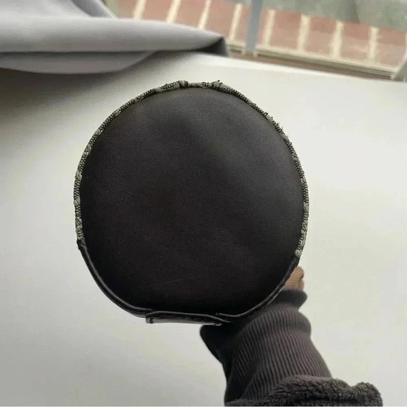 CELINE C Macadam Cosmetics Round Pouch  Canvas Khaki/Gold Hardware MC 00/2 - Picture 4 of 10